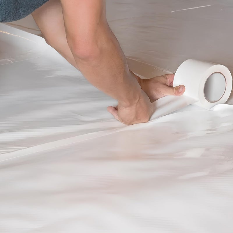 ELK Vapor Barrier Tape - 4” x 180ft - PE 7mm Polyethylene Seam Tape - Moisture Barrier Seam & Seal for Crawlspace Encapsulations or Waterproof Marine Tape - White - Image 5